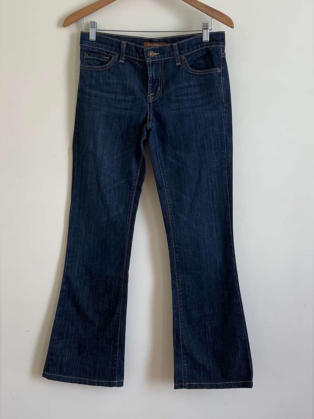 David Kahn Lauren Flare Jeans Size 27 Blue Denim Mid Rise Stretch Boho